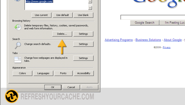 clear cache internet explorer 7